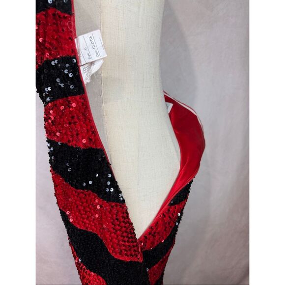 Sequin Formal Dress Red and Black Night Moves Size 6 - Picture 9 of 10